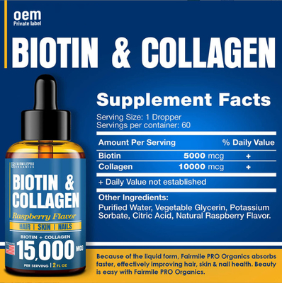 Προφορικό υγρό Biotin cOem κολλαγόνο για υγρά κολλαγόνο και Biotin πτώσεων υγείας αύξησης και δερμάτων τρίχας