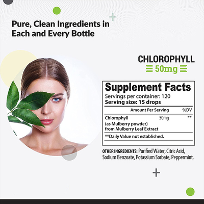 OEM/ODM Chlorophyll Liquid Drops For Water με άρωμα μέντας για την υγεία του δέρματος Ενεργειακό συμπλήρωμα ανοσοποιητικής υποστήριξης